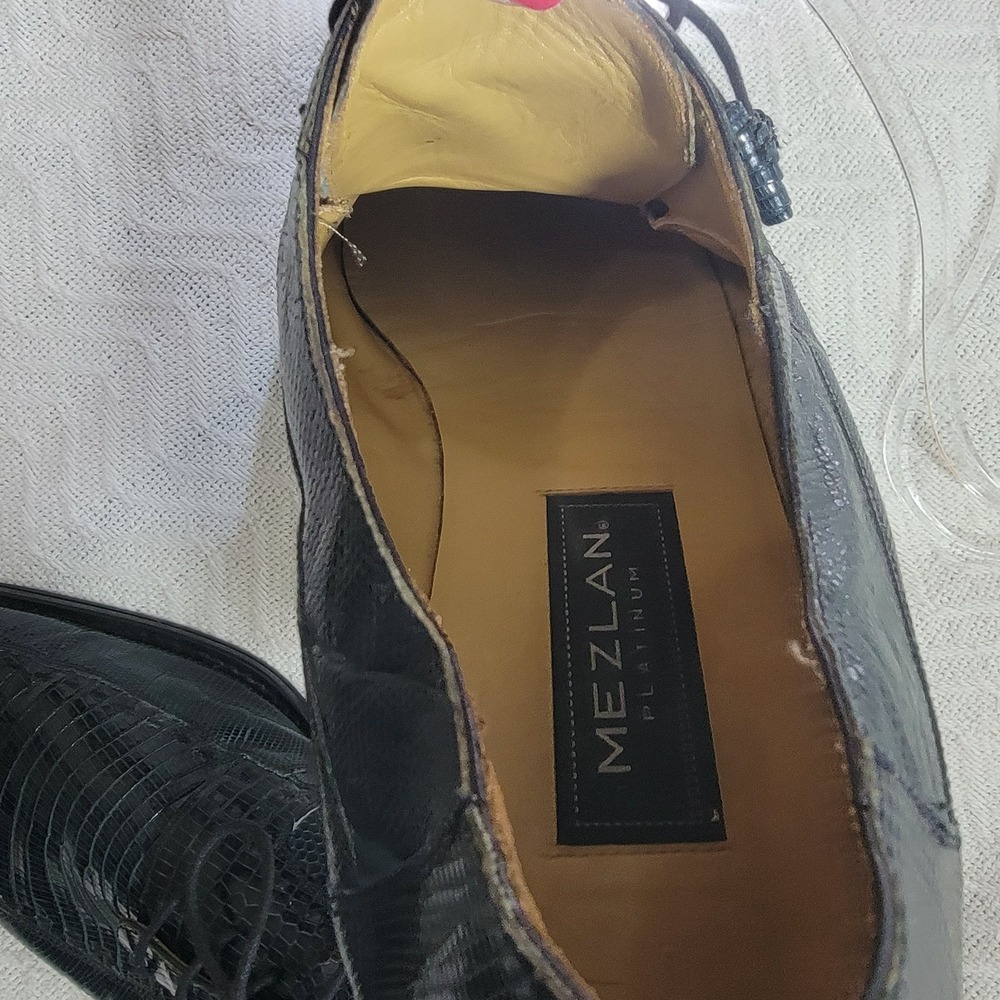 Mezlan Platinum Black Genuine Lizard Derby Lace Up Dress Shoes Tassel Men's‎ 13M - Picture 11 of 16